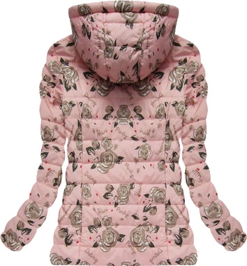 DWUSTRONNA KURTKA W KWIATKI RÓŻOWA (4474)