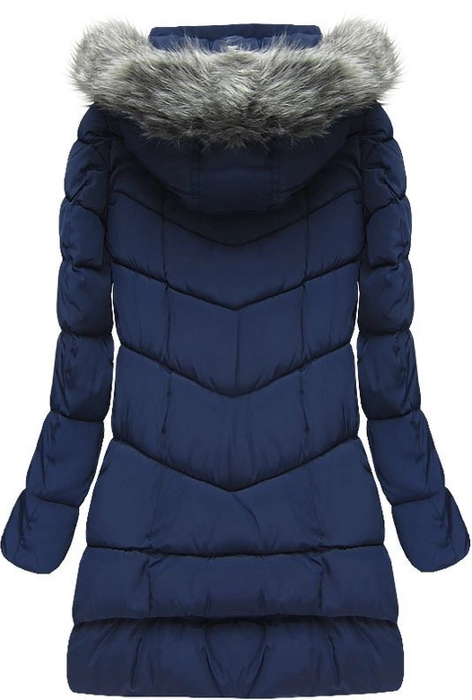 PIKOWANA KURTKA Z KAPTUREM GRANATOWA (W522)