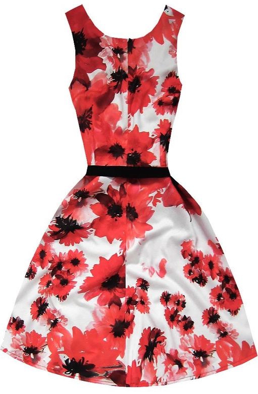 SUKIENKA W KWIATY CZERWONO-BIAŁA (ART47/2)