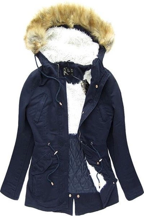 GRANATOWA PARKA ZIMOWA Z KAPTUREM (7586)