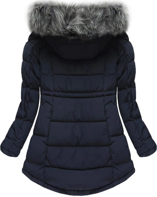 ASYMETRYCZNA KURTKA Z KAPTUREM GRANATOWA (W510)