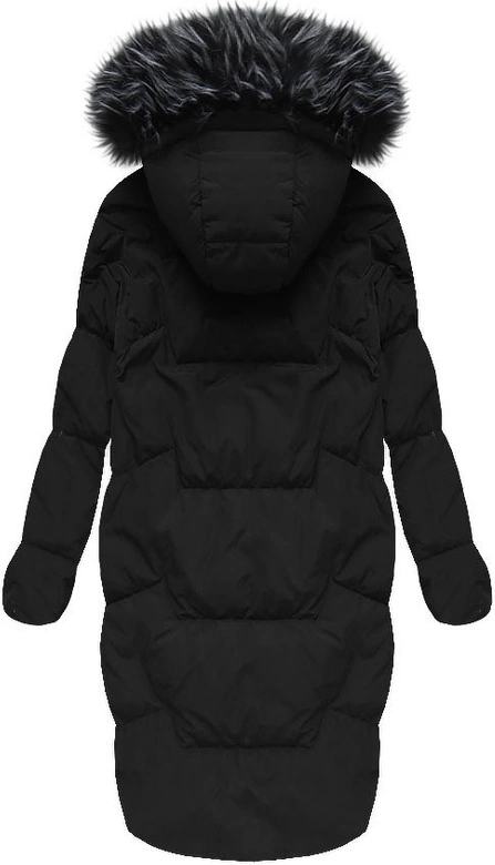 PŁASZCZ ZIMOWY Z PUCHEM NATURALNYM CZARNY (7088)