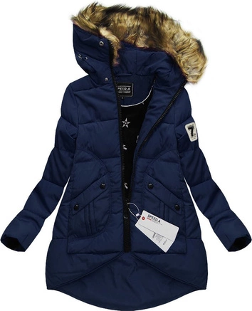 PIKOWANA KURTKA Z KAPTUREM GRANATOWA (W803)