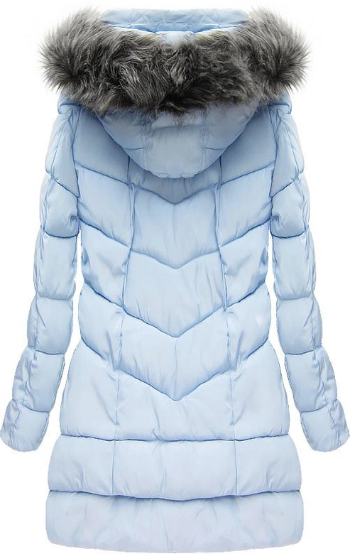 PIKOWANA KURTKA Z KAPTUREM BŁĘKITNA (W522)