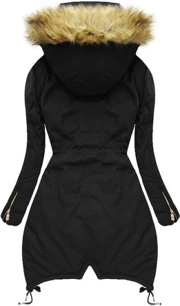 PIKOWANA KURTKA Z KAPTUREM CZARNA (7206W)