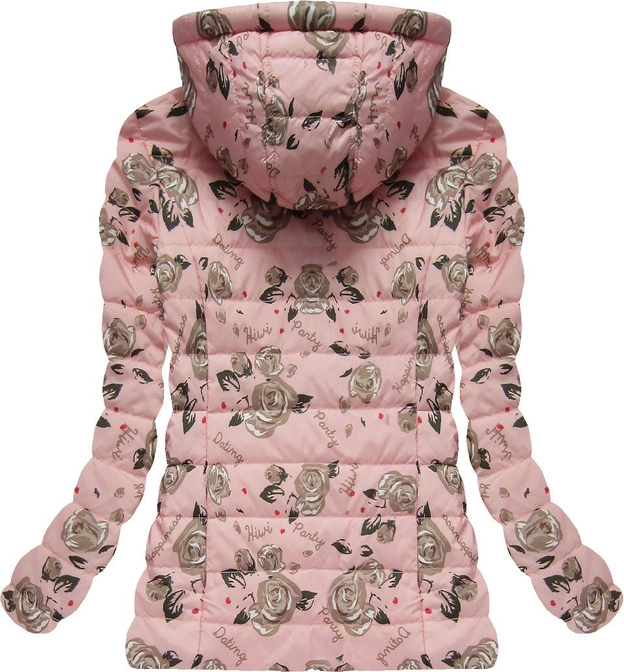 DWUSTRONNA KURTKA W KWIATKI RÓŻOWA (4474)