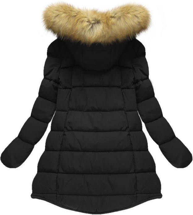 ASYMETRYCZNA KURTKA Z KAPTUREM CZARNA (21656)