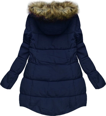 PIKOWANA KURTKA Z KAPTUREM GRANATOWA (W803)