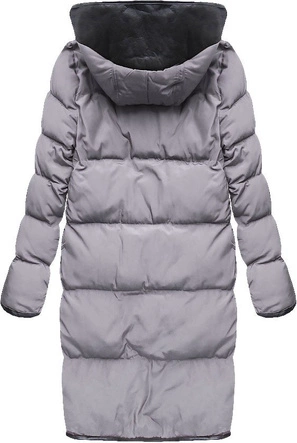 PIKOWANY PŁASZCZ ZIMOWY MIDI WRZOSOWY (8049)