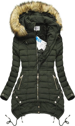 PIKOWANA KURTKA Z KAPTUREM KHAKI (3503W)