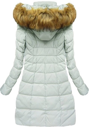 KURTKA Z PUCHEM NATURALNYM SZAROMIĘTOWA (8064)