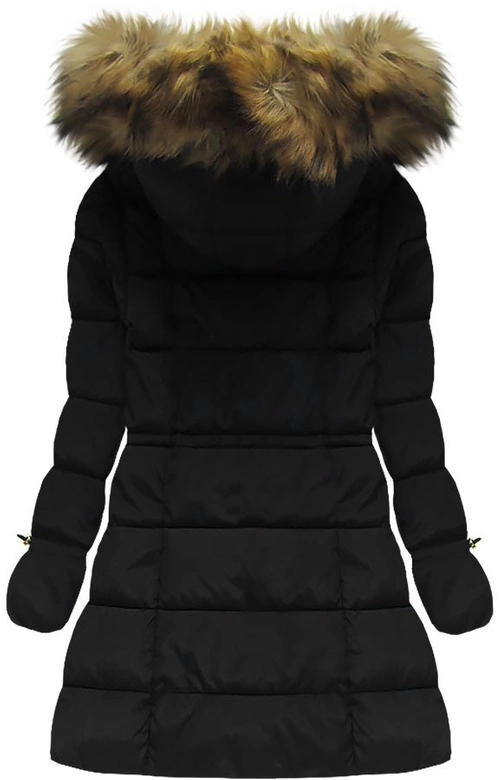 PIKOWANA KURTKA Z KAPTUREM CZARNA (W601)