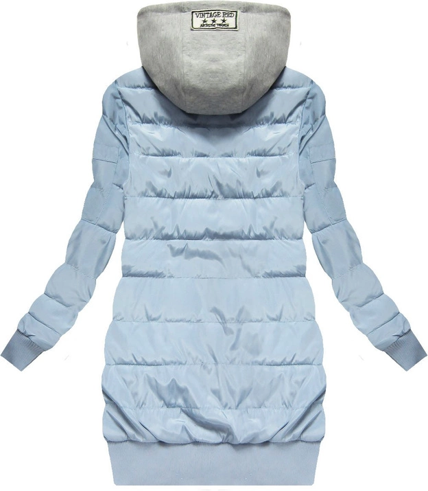 PIKOWANA KURTKA Z KAPTUREM BŁĘKITNA (XW567X)