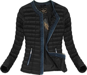 KURTKA Z ELEMENTAMI JEANSU CZARNA (7163)