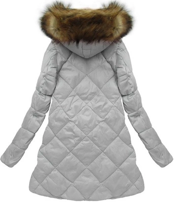 PIKOWANA KURTKA Z PUCHEM NATURALNYM SZARA (8070)