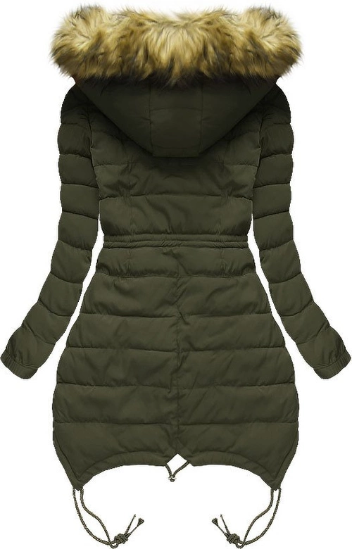 PIKOWANA KURTKA Z KAPTUREM OLIWKOWA (3502W)