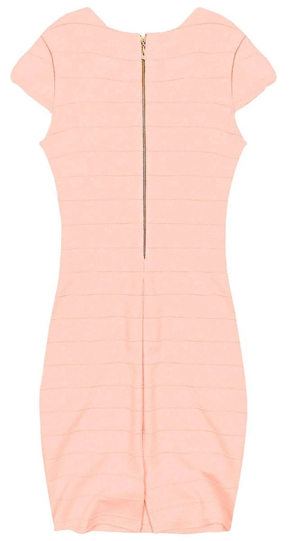 BANDAŻOWA SUKIENKA Z ZAMKIEM PUDROWY RÓŻ (210F)