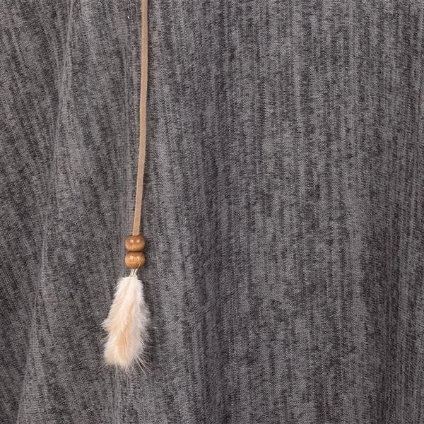 SWETER Z RZEMYKIEM I PIÓRAMI GRAFITOWY (9230)