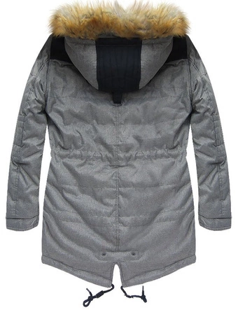GRUBA KURTKA ZIMOWA Z KAPTUREM SZARA (702AL)