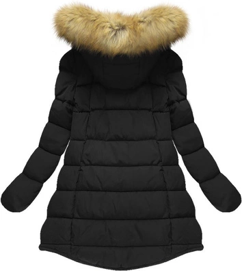 ASYMETRYCZNA KURTKA Z KAPTUREM CZARNA (21656)