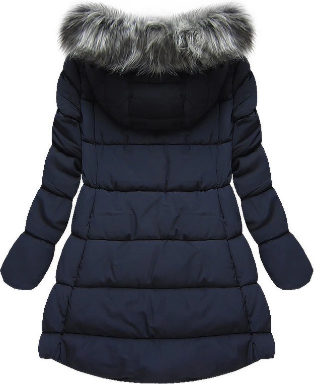 ASYMETRYCZNA KURTKA Z KAPTUREM GRANATOWA (W520)