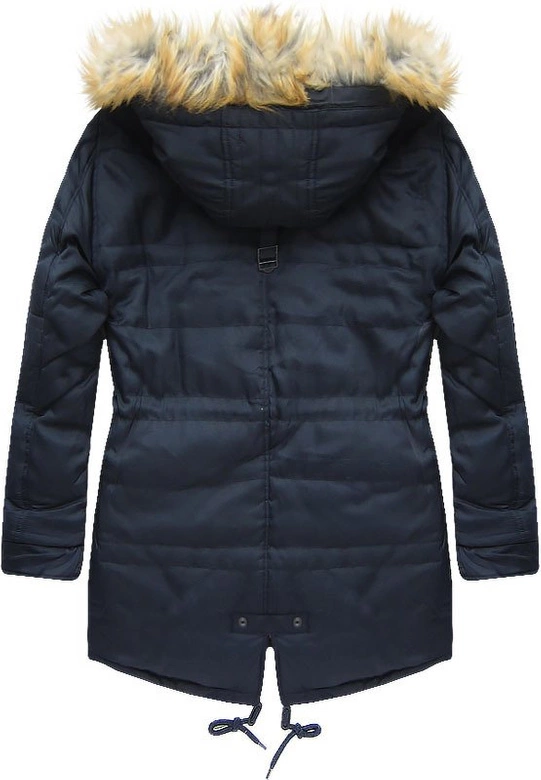 GRUBA KURTKA ZIMOWA Z KAPTUREM GRANATOWA (702AL)