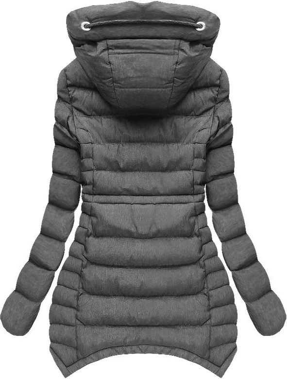 KRÓTKA PIKOWANA KURTKA Z KAPTUREM SZARA (W807)