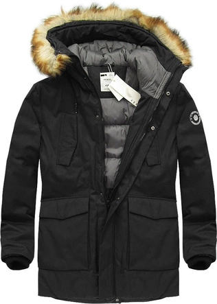 PARKA ZIMOWA Z PUCHEM NATURALNYM CZARNA (5017)