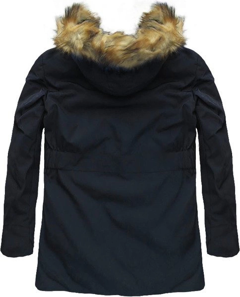 KURTKA ZIMOWA Z PUCHEM NATURALNYM GRANATOWA (5013)