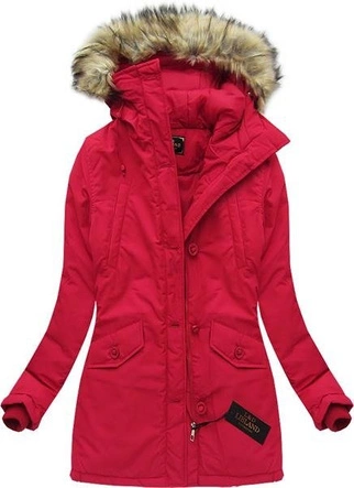 KURTKA ZIMOWA Z KAPTUREM CZERWONA (7631)