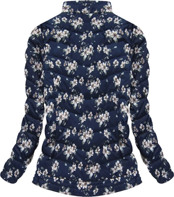 DWUSTRONNA KURTKA W KWIATKI GRANATOWA (4475)