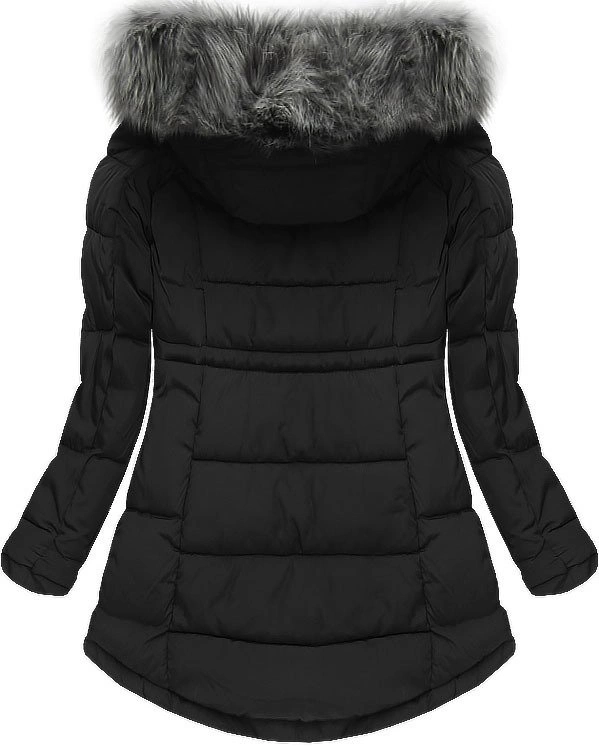 ASYMETRYCZNA KURTKA Z KAPTUREM CZARNA (W510)