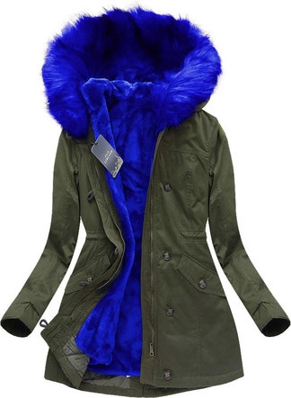 BAWEŁNIANA PARKA Z PODPINKĄ KHAKI-CHABROWA (7596)