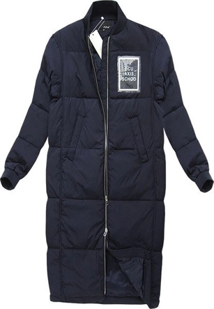 PŁASZCZ ZIMOWY Z PUCHEM NATURALNYM GRANATOWY (8068)