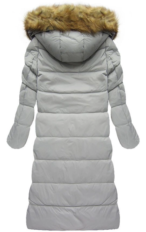 PŁASZCZ ZIMOWY Z Z PUCHEM NATURALNYM SZARY (8069)