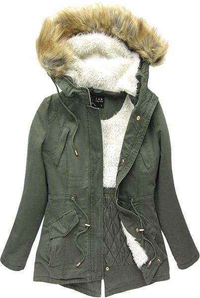 KHAKI PARKA ZIMOWA Z KAPTUREM (7586)