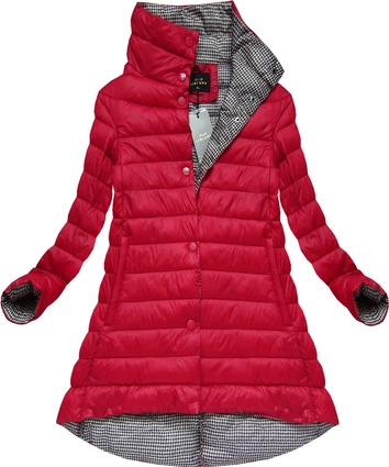 BŁYSZCZĄCA PIKOWANA KURTKA CZERWONA (7128BIG)