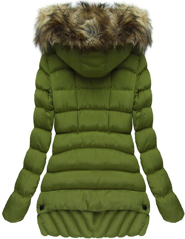 PIKOWANA KURTKA Z KAPTUREM ZIELONA (W819)