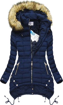 PIKOWANA KURTKA Z KAPTUREM GRANATOWA (3503W)