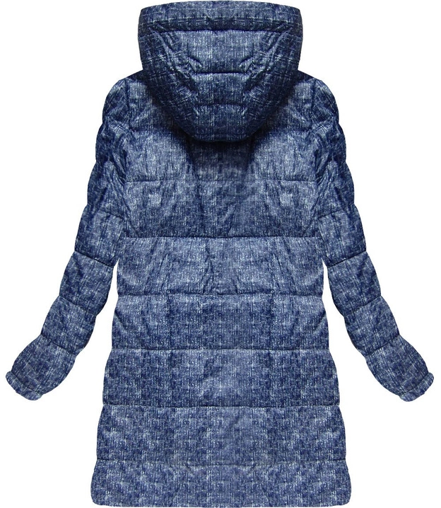 PIKOWANA KURTKA Z KAPTUREM GRANATOWO-BIAŁA (1712)