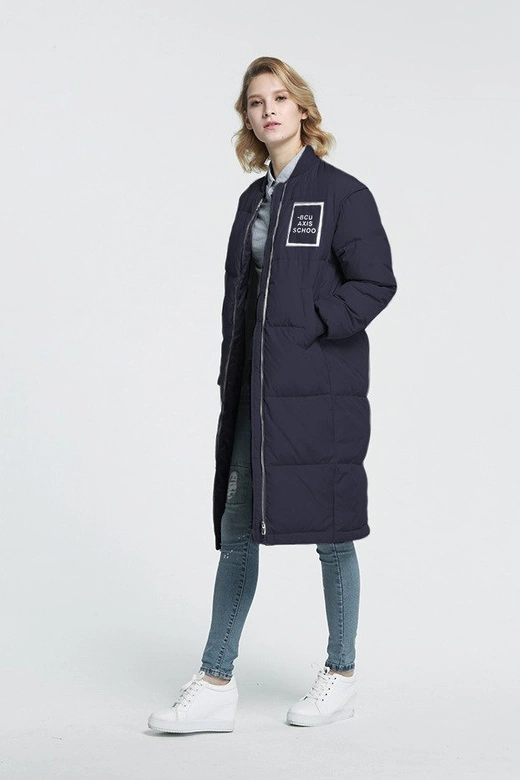 PŁASZCZ ZIMOWY Z PUCHEM NATURALNYM GRANATOWY (8068)