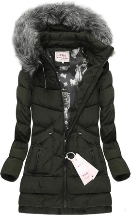 PIKOWANA KURTKA Z KAPTUREM KHAKI (W522)