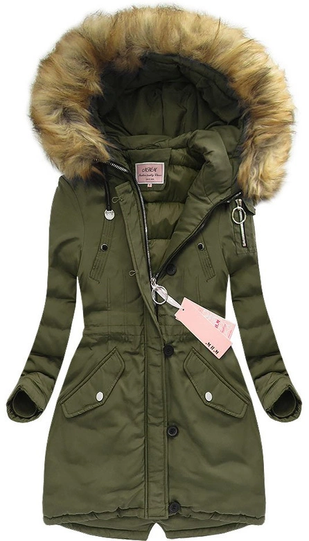 GRUBA PARKA ZIMOWA DAMSKA KHAKI (W710)