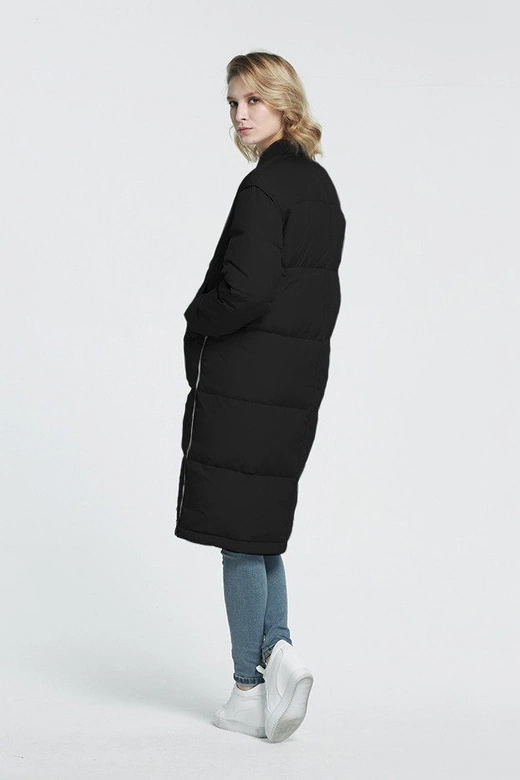 PŁASZCZ ZIMOWY Z PUCHEM NATURALNYM CZARNY (8068)