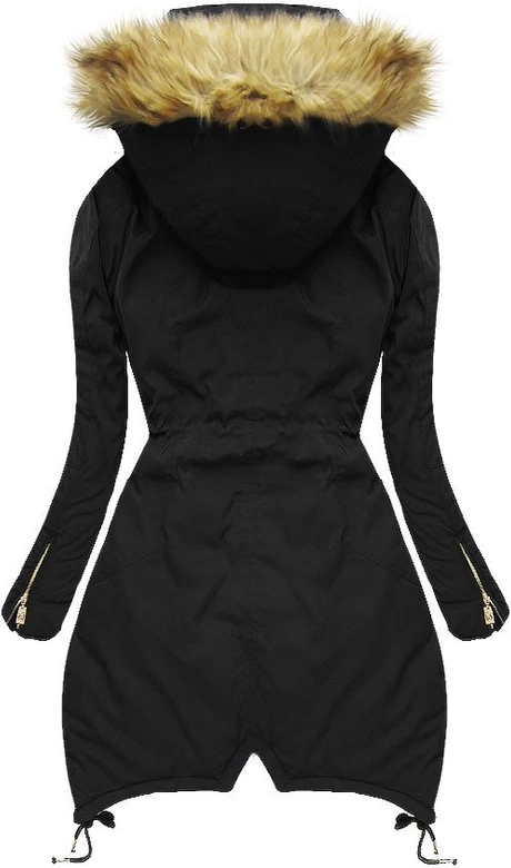 PIKOWANA KURTKA Z KAPTUREM CZARNA (7206W)