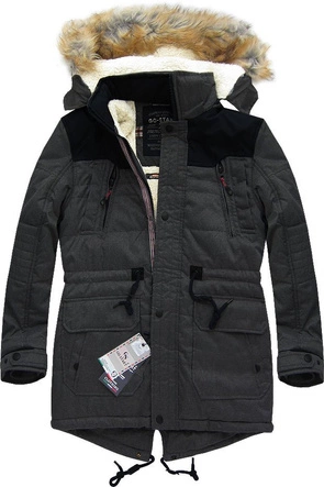 GRUBA KURTKA ZIMOWA Z KAPTUREM GRAFITOWA (702AL)