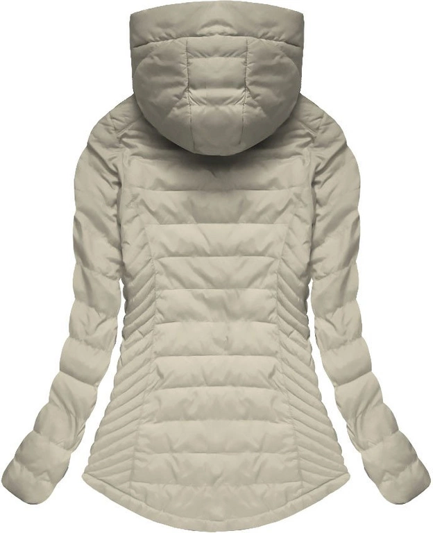 PIKOWANA ECRU KURTKA Z NASZYWKAMI (XW508X)