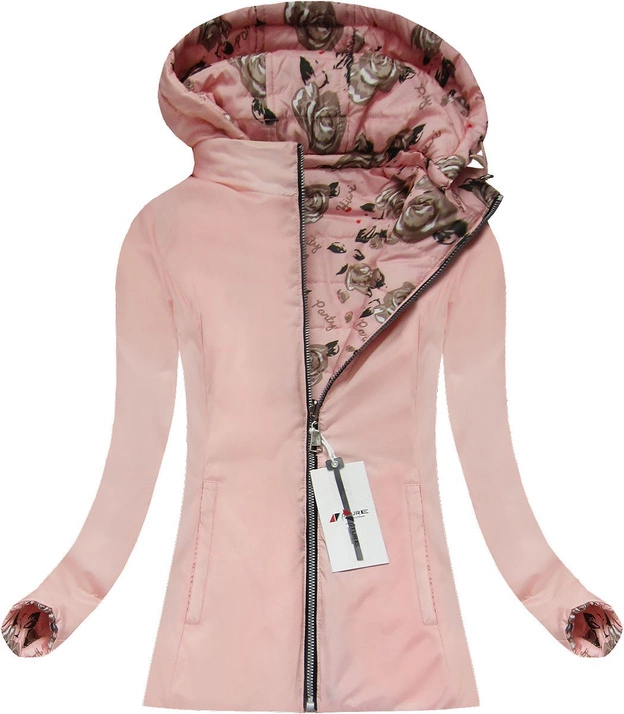 DWUSTRONNA KURTKA W KWIATKI RÓŻOWA (4474)