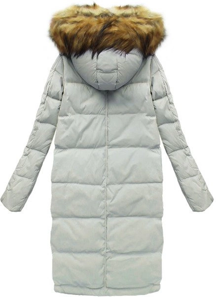 PŁASZCZ ZIMOWY Z PUCHEM NATURALNYM SZARY (8066)