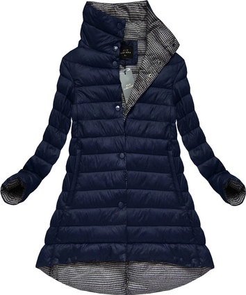 BŁYSZCZĄCA PIKOWANA KURTKA GRANATOWA (7128BIG)